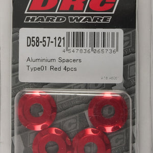 Aluminum Spacers Type 1 Red M6x12mm 4/Pk