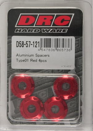 Aluminum Spacers Type 1 Red M6x12mm 4/Pk