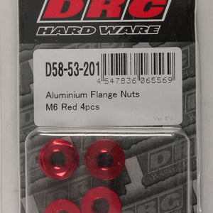 Aluminum Flange Nuts Red M6x12mm 4/Pk