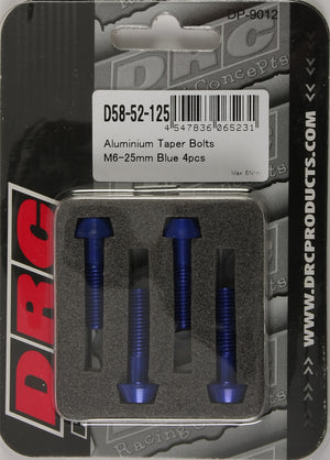 Aluminum Taper Bolts Blue M6x25mm 4/Pk