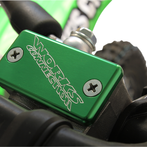 WORKS CONNECTION Anodized Billet Aluminum Front Brake Reservoir Cover - Green 21-128