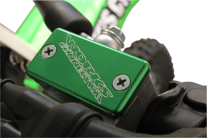 WORKS CONNECTION Anodized Billet Aluminum Front Brake Reservoir Cover - Green 21-128