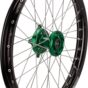 MOOSE OFFROAD Wheel Assembly - SX-1 - Complete - Front - Black Wheel/Green Hub - 21x1.6 - Kawasaki KX KFN-16021-BKGN