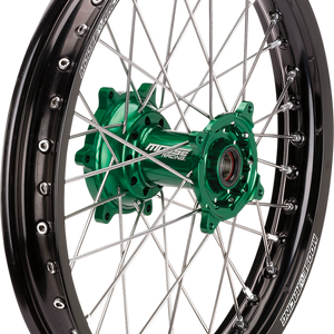 MOOSE OFFROAD Wheel Assembly - SX-1 - Complete - Rear - Black Wheel/Green Hub - 19x2.15 - Kawasaki KX KR-21519-BKGN