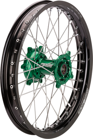 MOOSE OFFROAD Wheel Assembly - SX-1 - Complete - Rear - Black Wheel/Green Hub - 19x2.15 - Kawasaki KX KR-21519-BKGN
