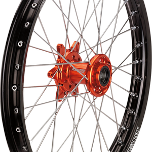 MOOSE OFFROAD Wheel Assembly - SX-1 - Complete - Front - Black Wheel/Orange Hub - 21x1.6 - KTM/Gas Gas/Husqvarna MF-16021-BKOR
