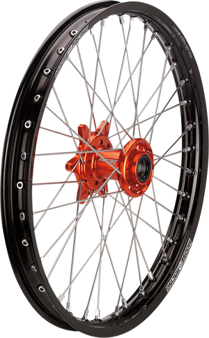 MOOSE OFFROAD Wheel Assembly - SX-1 - Complete - Front - Black Wheel/Orange Hub - 21x1.6 - KTM/Gas Gas/Husqvarna MF-16021-BKOR