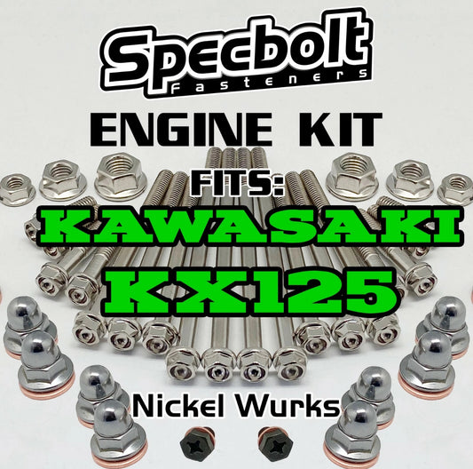 KX125 Engine Rebuild Bolt Kit for Kawasaki KX 125 Specbolt Nickel Wurks Ti Look