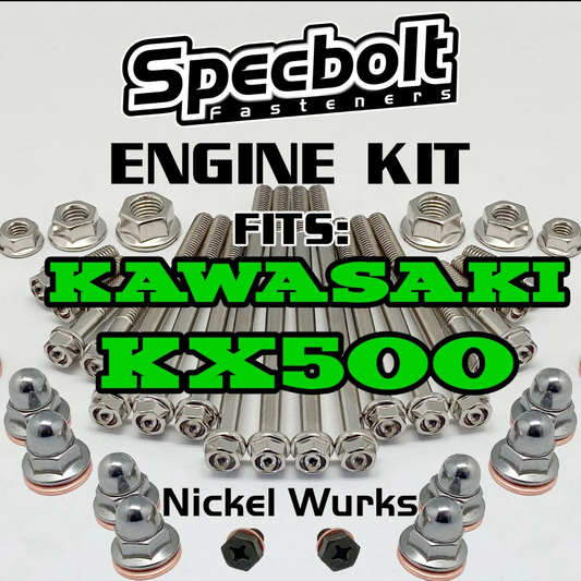 KX500 Engine Rebuild Bolt Kit for Kawasaki KX 500 Specbolt Nickel Wurks Ti Look