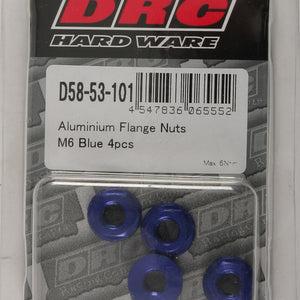 Aluminum Flange Nuts Blue M6x12mm 4/Pk