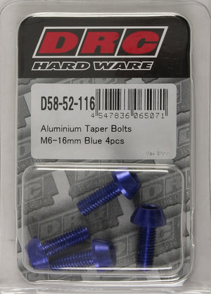 Aluminum Taper Bolts Blue M6x16mm 4/Pk