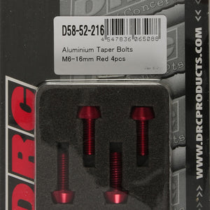 Aluminum Taper Bolts Red M6x16mm 4/Pk