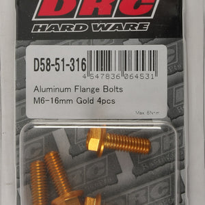 Aluminum Flange Bolts Gold M6x16mm 4/Pk
