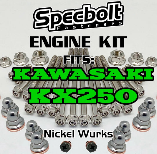 KX250 Engine Rebuild Bolt Kit for Kawasaki KX 250 Specbolt Nickel Wurks Ti Look