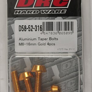 Aluminum Taper Bolts Gold M6x16mm 4/Pk