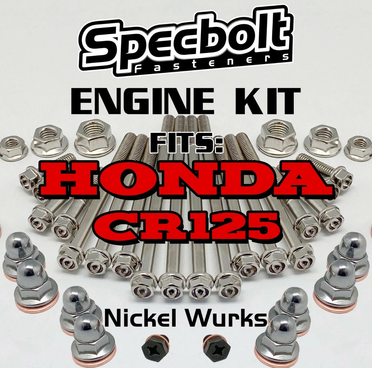 CR125 Full Engine Bolt Kit for Honda CR 125 Specbolt Nickel Wurks Motor Hardware