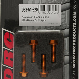 Aluminum Flange Bolts Gold M6x20mm 4/Pk