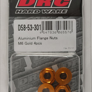 Aluminum Flange Nuts Gold M6x12mm 4/Pk