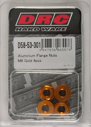 Aluminum Flange Nuts Gold M6x12mm 4/Pk