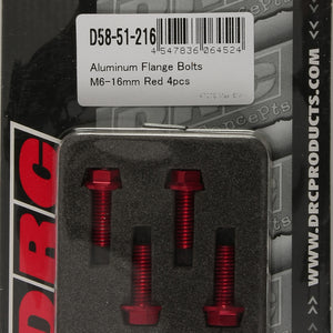 Aluminum Flange Bolts Red M6x16mm 4/Pk
