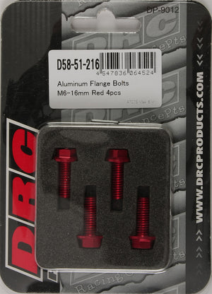 Aluminum Flange Bolts Red M6x16mm 4/Pk