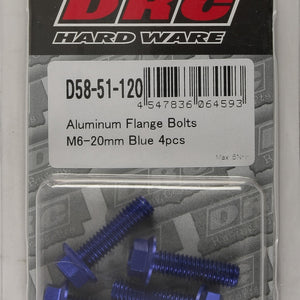 Aluminum Flange Bolts Blue M6x20mm 4/Pk