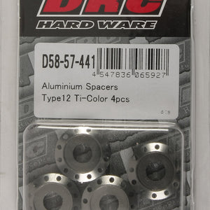 Aluminum Spacers Type 12 Titanium M6x12mm 4/Pk