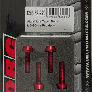 Aluminum Taper Bolts Red M6x20mm 4/Pk